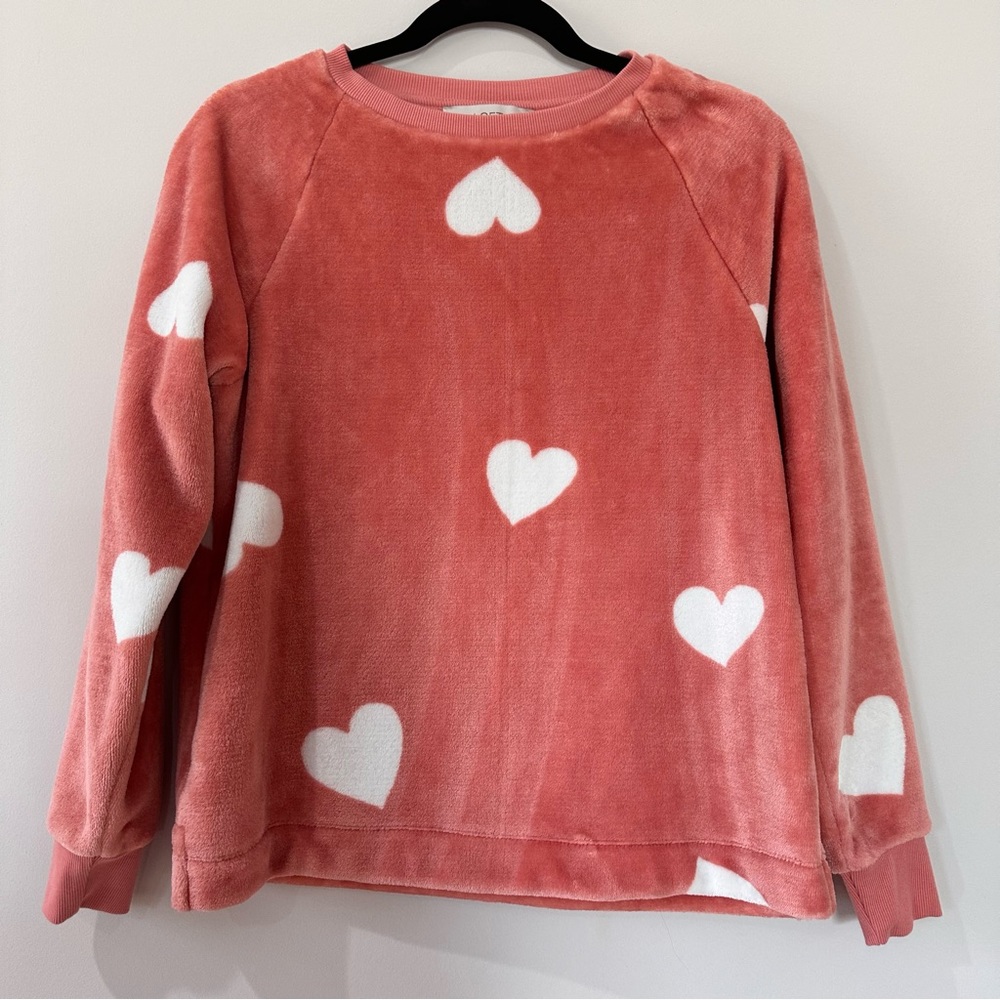 LOFT Heart Faux Fur Sweatshirt Size XS EUC